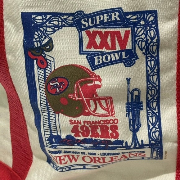 Super Bowl XXIV 49ers Tote Bag San Francisco New Orleans Canvas Red White - Picture 2 of 8
